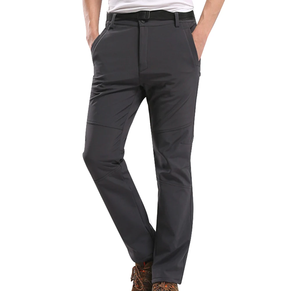 Уличные походные брюки с флисовой подкладкой теплые ветрозащитные лыжные брюки для мужчин и женщин KS - Цвет: Gray
