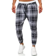 Мужские повседневные Модные клетчатые спортивные штаны с поясом, мужские уличные хип-хоп модные обтягивающие штаны из полиэстера