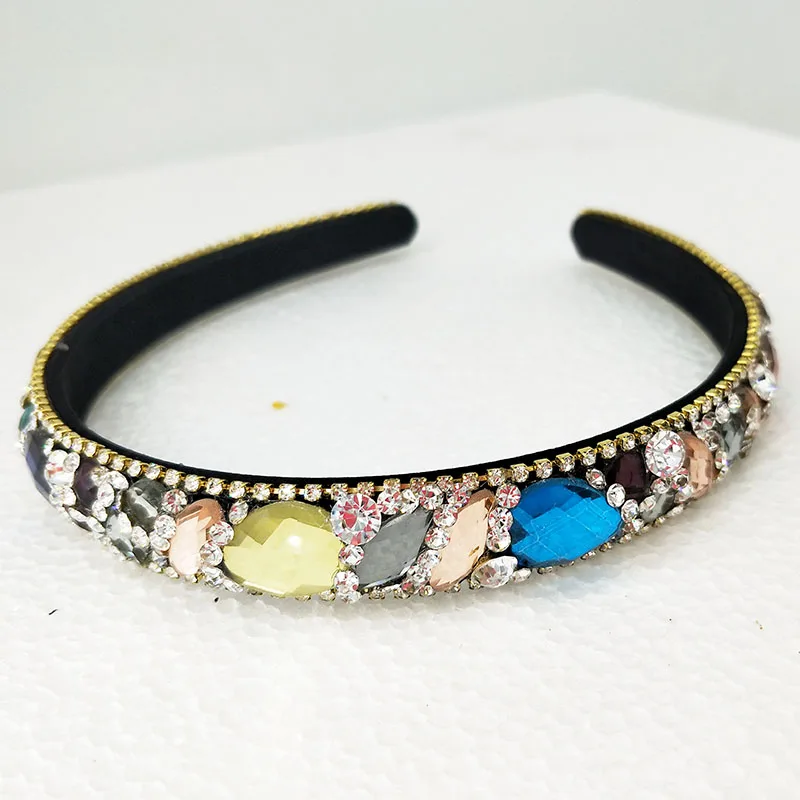 Мода 4 ряда со сверкающими стразами Hairband женский супер флэш двойной с украшением в виде кристаллов боковые волосы головная повязка, аксессуары для волос