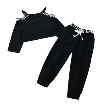 

2PCS/SET Kids Girls Spring Summer Clothes Sets Baby Girls Letter Mini Top Trousers Tracksuit Children's Costume