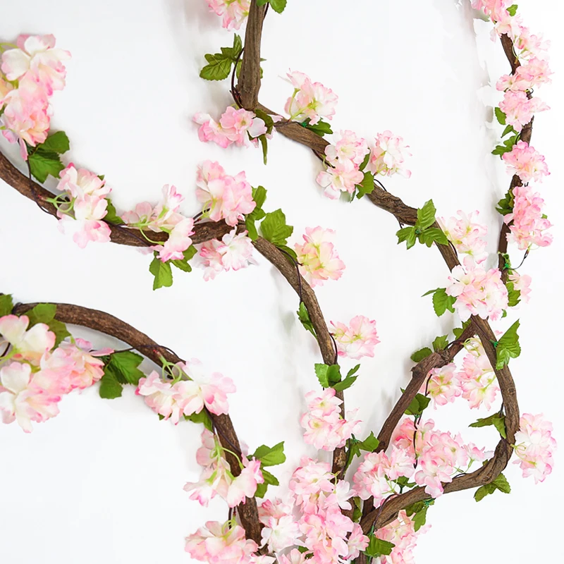

1PCS Artificial Flowers String Cherry Wreath Non-woven Fabrics Fabric Flowers Wall Wedding Luxury Home Decor Garden Decoration