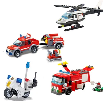 

Children Toys City Police Helicopter Fire Airplane Building Blocks Compatible Bricks Educational Toys