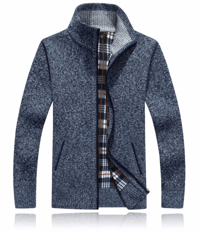Новинка, 4XL 5XL, мужской свитер из флиса, Осень-зима, теплое кашемировое платье, тонкий толстый шерстяной свитер на молнии, Повседневный свитер, мужское вязаное пальто AF1383