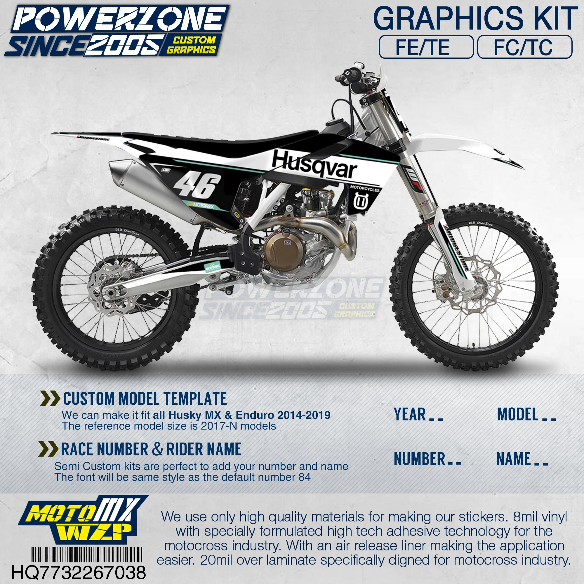 Флуоресцентные наклейки PowerZone для Husqvarna 2017 2019 FE TE FC TC 250 500cc 740|Наклейки и стикеры| |