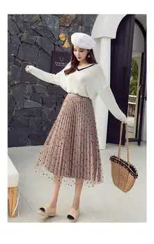 

Fashion Womens Boho Polka Dot Print Long Maxi High Waist Midi Skirts Summer Pleated Beach Reversible Skirt
