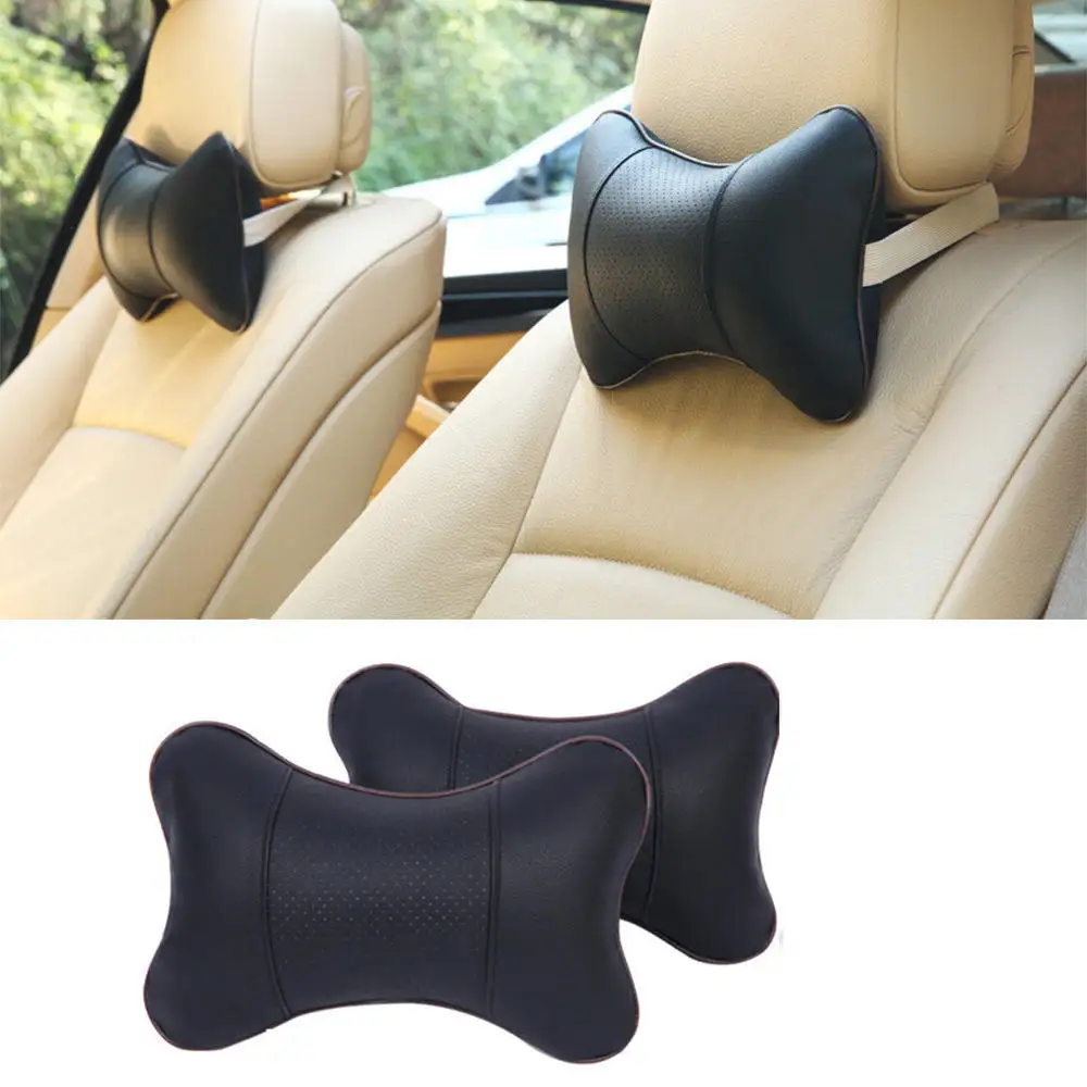 2PCS Car Seat Head Neck Rest Support Cushion Pad Head Rest Pillow Bone Shaped