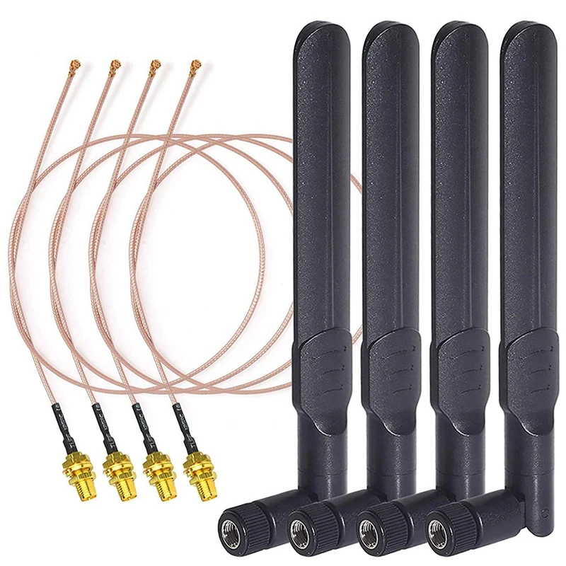 Dual Band WiFi 2.4GHz 5GHz 5.8GHz 8DBi RP-SMA Male Antenna 20cm 8 Inch RG178 U.FL IPX IPEX to Female Cable 4-Pack | Компьютеры и офис
