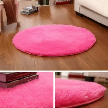 

Silk Plush Round Blankets Living Room Mats Colorful Hand Tufted Bedroom Hanging Basket Carpet Mats Computer Chair Rug Yoga Mat