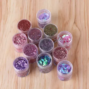 

12 Box Cosmetic Festival Chunky Sequins Epoxy Resin Pigment Body Face Hair Nair Art Glitters Paillette Iridescent Flakes