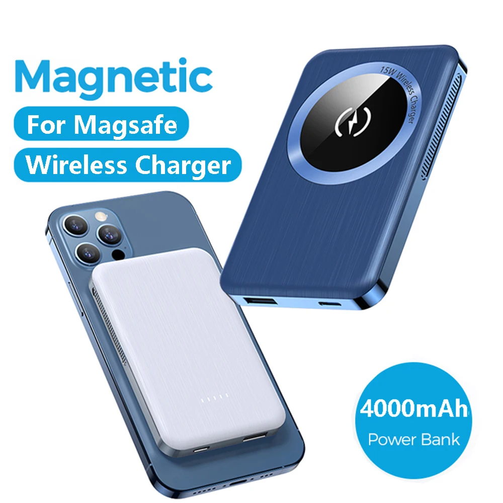 - For Magsafe Wireless Charger Power Bank UltraThin 4000mAh Magnetic Charging PowerBank For IPhone12 Pro Max Mini Samsung Xiaomi