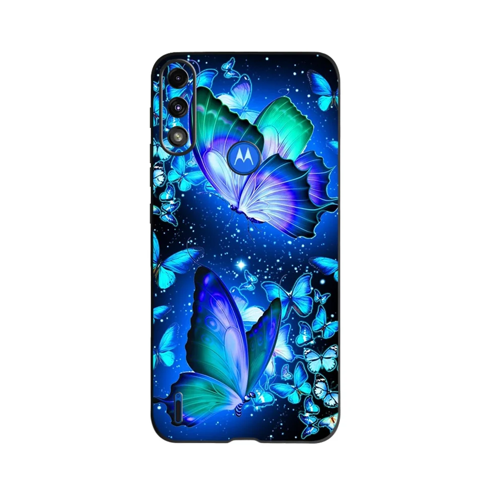 For Moto E7 Power Case TPU Soft Fashion Silicone Bumper for Motorola Moto E7i Power E7 4G Phone Case E7Power E 7i 7 Cover Flower leather phone wallet