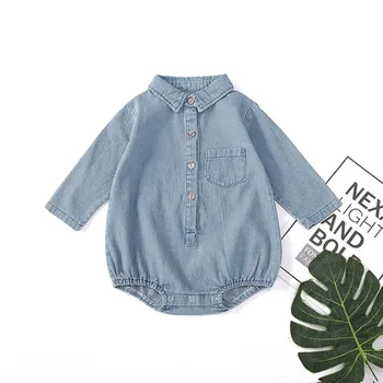 

Infant Newborn Baby Girls Denim Romper Jumpsuit Long Sleeve New Fashion Bandage Playsuit Clothes Outfits 3-18M