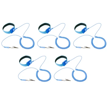 

JABS Anti Static Wrist Strap 5 Pack Blue, Adjustable Esd Wrist Band Fits Your Wrist Comfortably, Protect Your Pc Computer Or E
