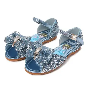 

Princess Girls Sandals Fashion Glitter Shoes For Medium Big Kids Shiny Sequins Rhinestone Bow-knot Children Flat Sandals Elegant