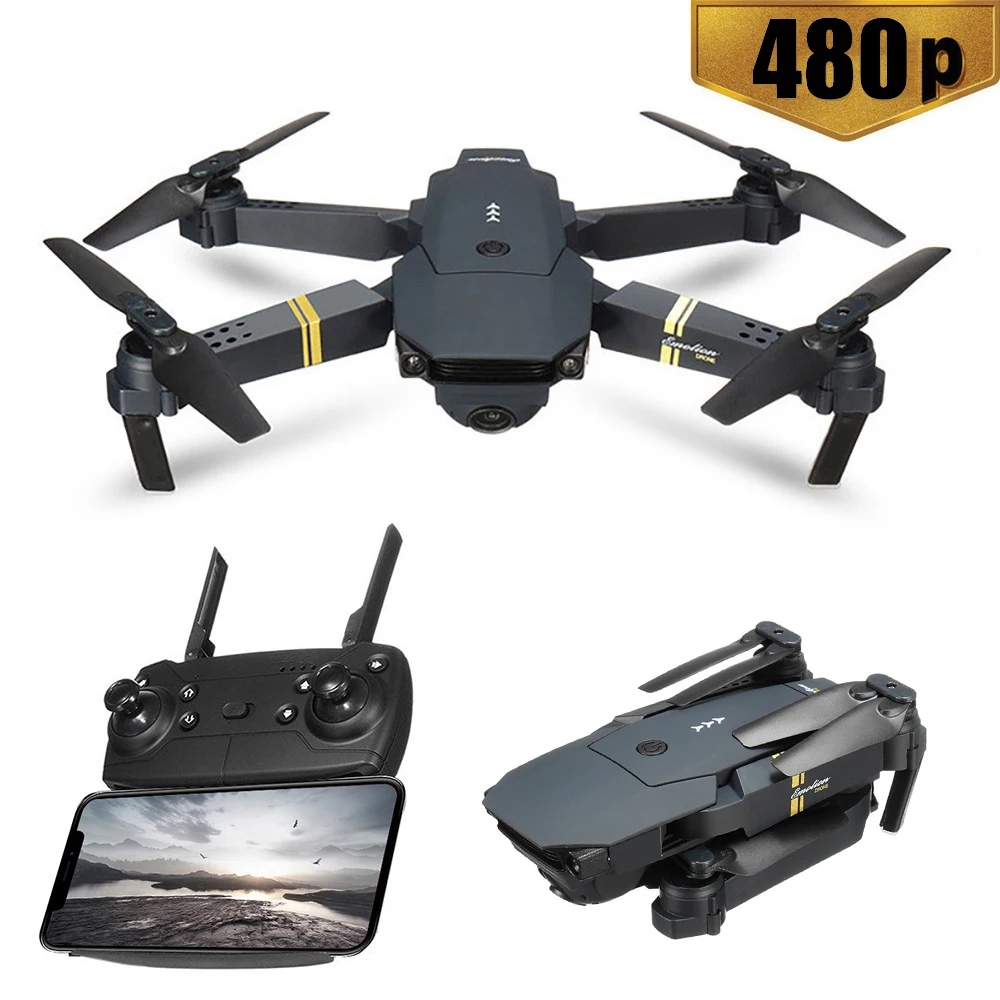 1080P WIFI FPV With Wide Angle HD Camera Drones Hight Hold Mode Foldable Arm RC Quadcopter Drone X Pro RTF Dron Toys - Цвет: Black 480P