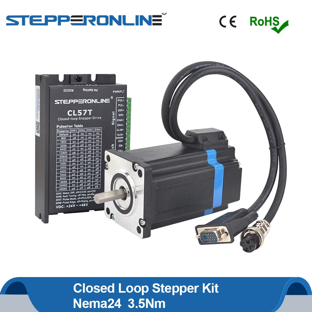 

1 Axis Closed Loop Stepper Kit Nema 24 Closed Loop Stepper Motor 3.5 Nm ＆ Driver/ Servo Motor Kits ＆ 2pcs Extension Cables