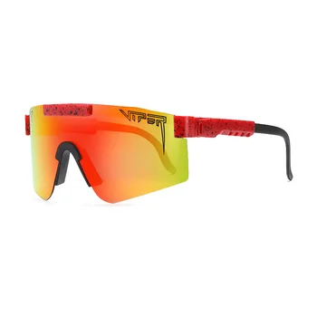 

New oversized Sunglasses polarized mirrored RED lens tr90 frame uv400 protection Men Sport pit viper high quality UV400