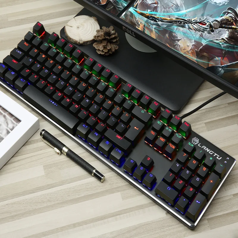 Проводная настоящая механическая клавиатура для Langtu E-sports офисная механическая клавиатура с гальваническим покрытием, настоящая механическая клавиатура