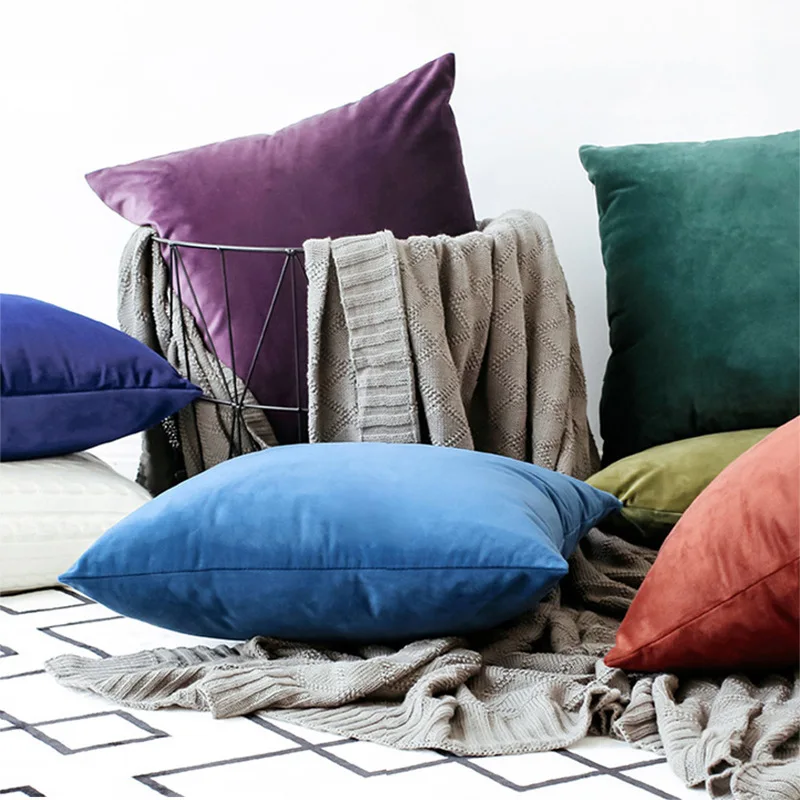 

Home Decorative Sofa Throw Pillows Flannel cushion cover sofa cushion set solid color pillowcase cushion cover pillowcase