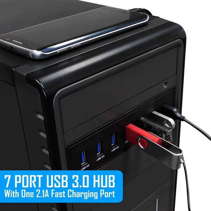  7 Port USB 3.0 Hub 5Gbs 5.25inch CD-ROM Drive Bay CD ROM Front Panel for Computer Case+USB 3.0 19-p