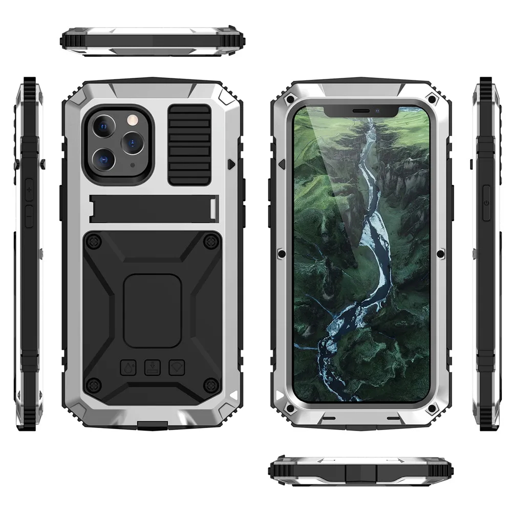 Shockproof Aluminum Waterproof Metal Armor Phone Case For iPhone 12 Pro Case 360 Full Protection 12 Pro Max Cover 12 Mini Funda