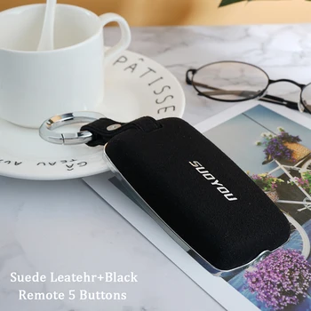 

Suede Leather Car Remote Key Fob Shell Cover Case For Land Rover Evoque Velar Discovery 5/Jaguar E-Pace 2018 2019 key Skin pad