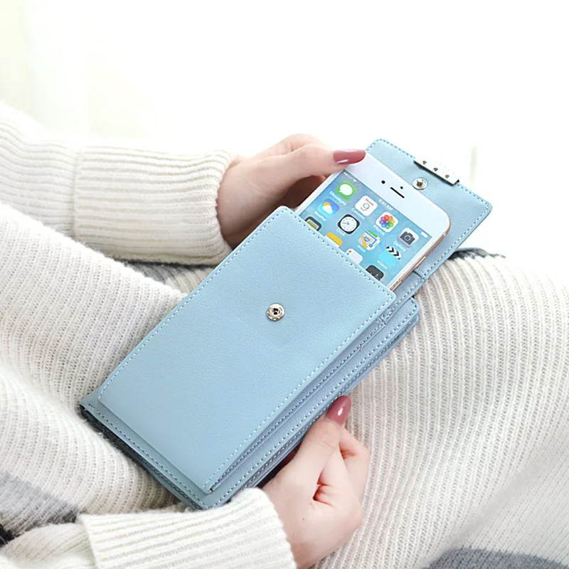 

Multi-function phone bag small cute wallet PU leather card holde shoulder bag cellphone purse Hasp Short Cell Phone Pocket