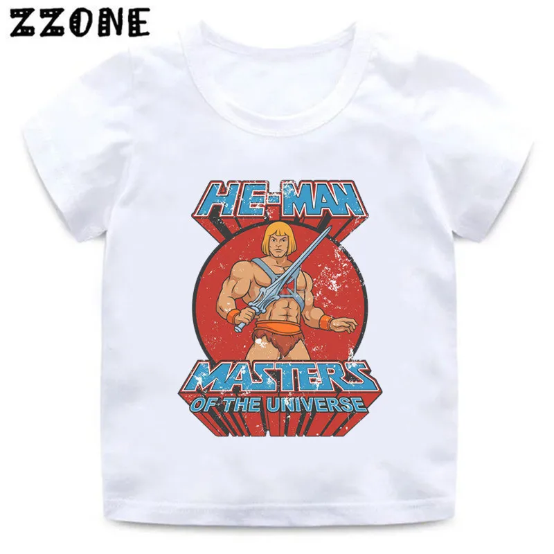 

Boys and Girls Masters of The Universe He-Man Cartoon Print Cool T shirt Baby Kids Funny Clothes Children Summer T-shirt,HKP5258