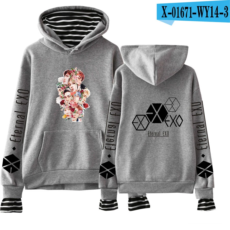 K EXO PLANET#5 толстовки KPOP хлопковые водолазки негабаритный свитер с капюшоном для женщин EXO PLANET#5 толстовки moletom плюс размер - Цвет: K