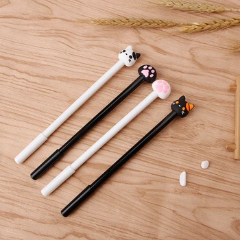 

4Pcs 0.38mm Creative Cat Gel Pen Cartoon Kitty Black Ink Maker Office Stationery