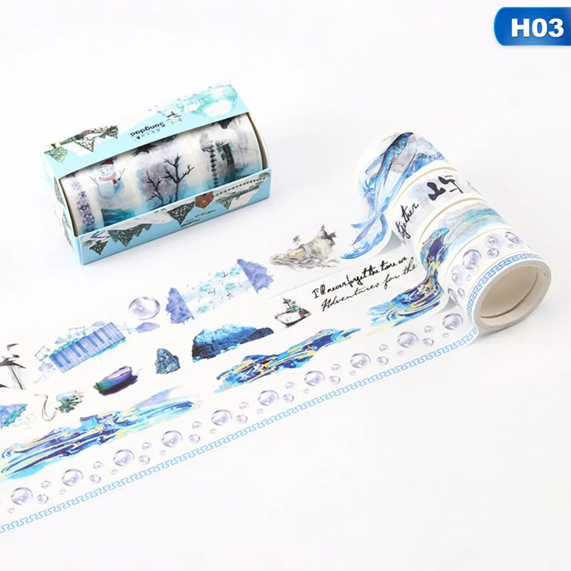 H03 4 шт./компл. милая бумага маскировки васи лента Набор DIY декоративная японская самоклеящаяся лента канцелярские принадлежности для скрапбукинга - Цвет: H03