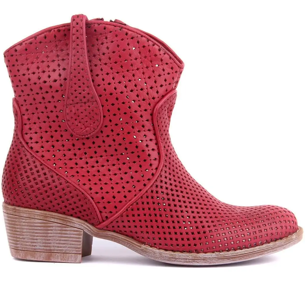 

Sail-Lakers Burgundy Leather Zipper Women Summer Boots