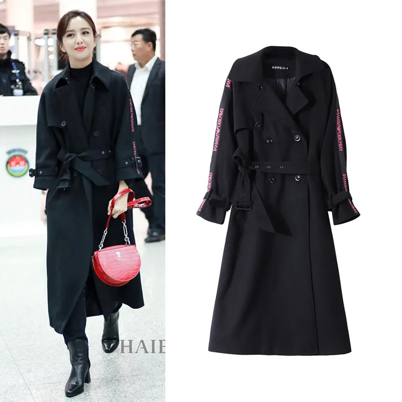 

Winter 2023 Casaco Feminino Mujeres Abrigos Mujer Chaqueta Woolen Coat Women Vintage Clothing Wool Jacket Size Belt Letter