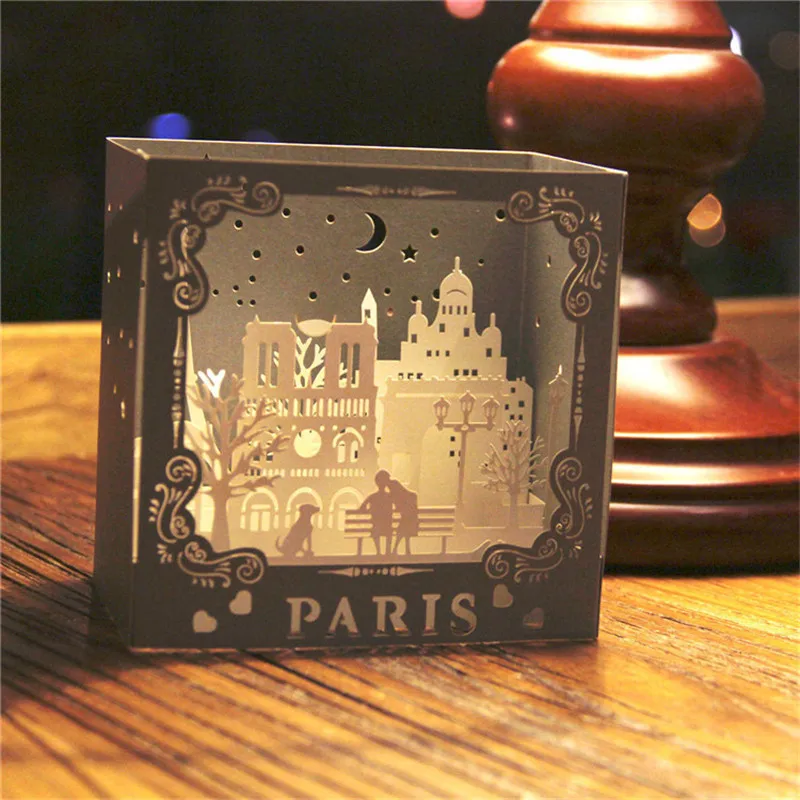 3D Поздравительные открытки Парижа Свадебная коробка открытка на день рождения приглашение ручной работы Новогодняя открытка Подарочная открытки на юбилей