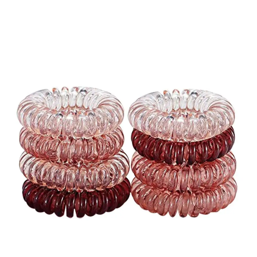 8PC 10PC Telephone Elastic Hair Bands Transparent Silicone Rubber Bands Spring Gum For Hair Ties Hair Accessories wholesale 9PC 20PC - Цвет: 8PC