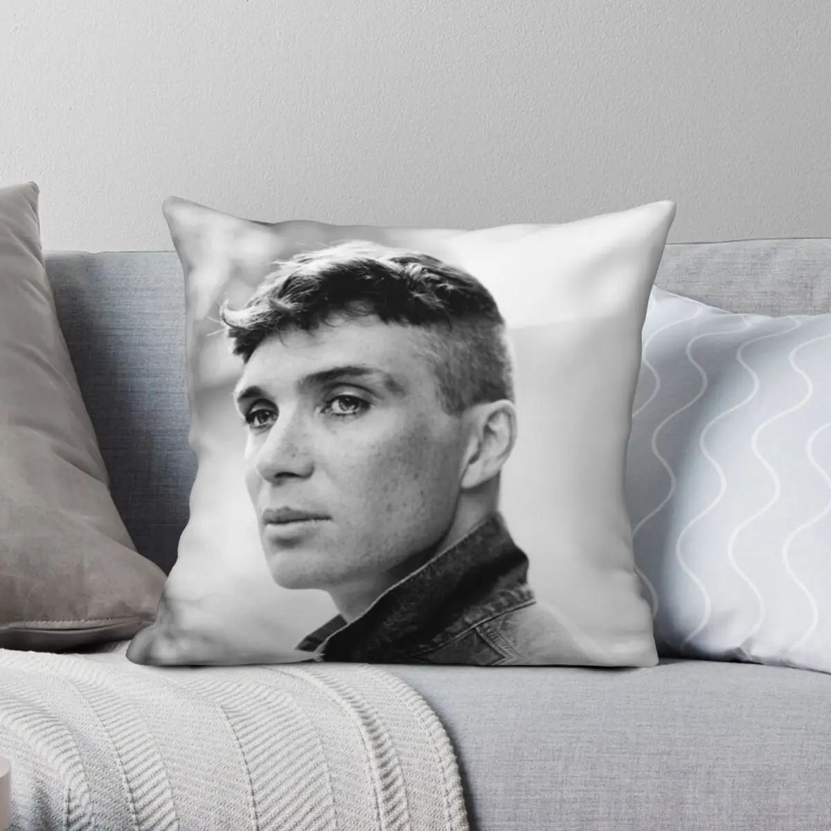 

Cillian Murphy Square Pillowcase Polyester Velvet Linen Pattern Zip Decorative Pillow Case for Car Cushion Cover