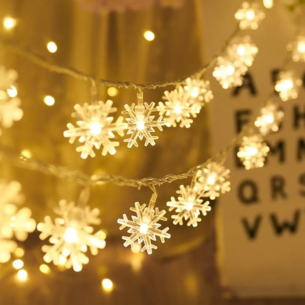 Snowflake LED String Light Fairy Warm White Garland Home Christmas Fairy Lights Wedding Decor Christmas Decor for Home Navidad