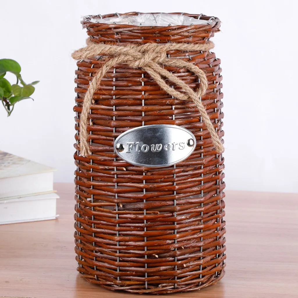 C Wicker vine High Floor Vase Crafts Woven Storage Basket Flower Plants Straw Pots Bag Home Decor FD06 | Дом и сад