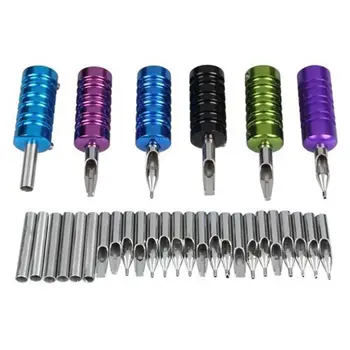 

3R, 5R, 7R, 9R, 11R, 13R, 15R, 3D, 5D, 14D, 5F, 7F, 9F, 11F, 13F, 15F 6 x grips stainless steel nozzle tips Tattoo machine kit