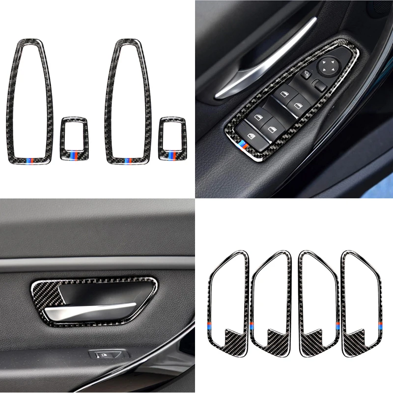 Carbon Fiber Sticker Door Bowl Window Lifter Switch Frame for BMW 1 2 3 Series 3GT F30 F34 F20 F21 2013- Interior Styling