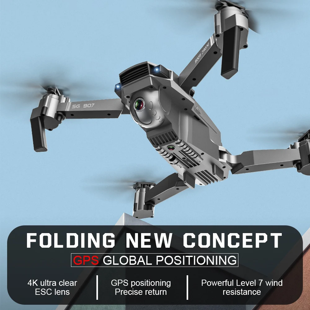 SG907 GPS Drone with 4K HD Adjustment Camera Wide Angle 5G WIFI FPV RC Quadcopter Professional Foldable Drones