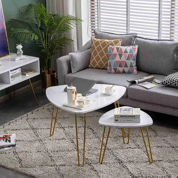 

Marble Iron Feet Coffee Table Side 2 Sets [84x83x46cm]