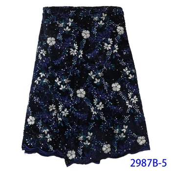 

New French Nigerian Sequins Net Lace African Velvet Tulle Mesh Sequence Lace Fabric High Quality For Wedding Dress 5yards/Lot