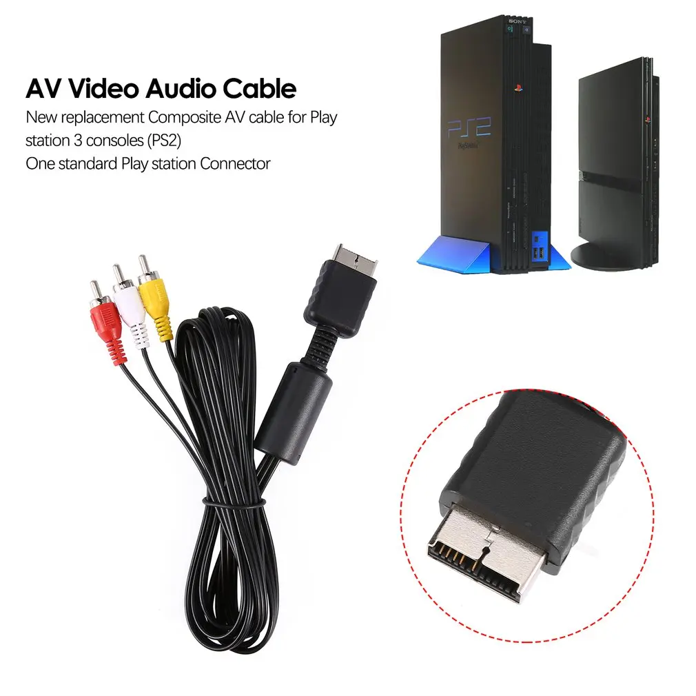 Высокое качество 1,8 м rca tv кабель AV ведущий Звук Видео кабели для sony для PS2