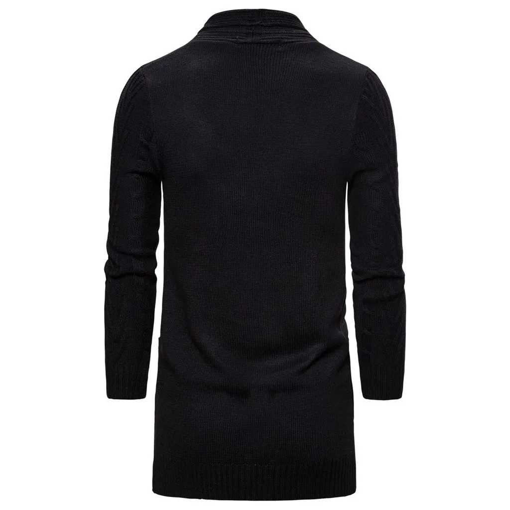 Men's Cardigan sweater Outwear Casual Solid Knit Trench Coat Jacket Long Sleeve Cloak Coat Knitted Sweater Cardigans Outerwear