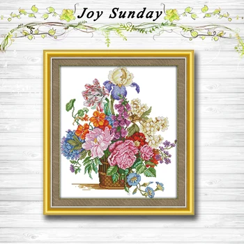 

Beautiful flower basket rose painting dmc 14CT 11CT counted cross stitch kits embroidery set Needlework Set chinese cross stitch