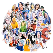 50 шт. Billie Eilish мультфильм наклейки s Водонепроницаемый чемодан «сделай сам» ноутбук гитара игрушка для скейтборда прекрасный стикеры наклейка
