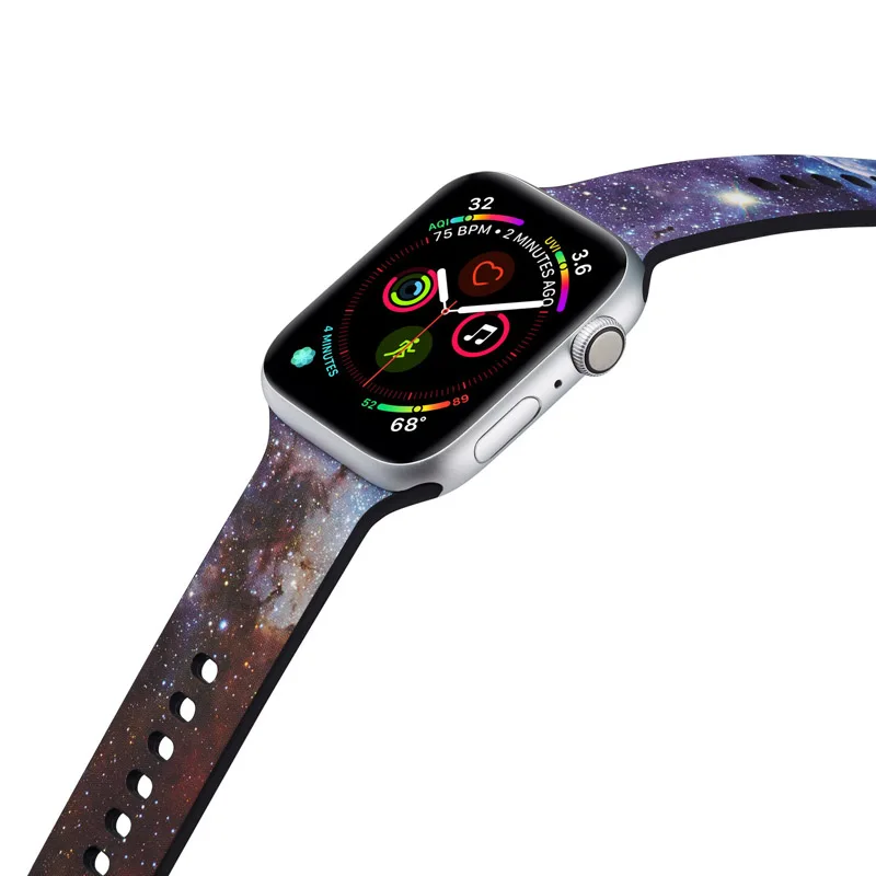 Спортивный мягкий силиконовый ремешок для Apple Watch 38 мм 42 мм 40 мм 44 мм браслет для iWatch серии 5 4 3 2 1 рисунок Фламинго ремешок - Цвет ремешка: 014