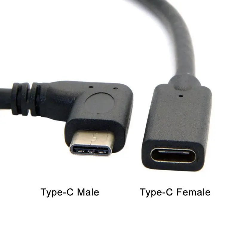 Кабель для передачи данных типа C USB 3,1 папа-USB-C мама 90D прямоугольный удлинитель 20 см
