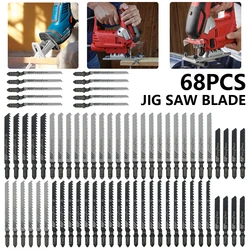 Kits de herramientas de corte curvo de hoja de rompecabezas HCS t shank, juego de cuchillas de Metal y acero para madera, plástico, herramientas de carpintería, 68 Uds.